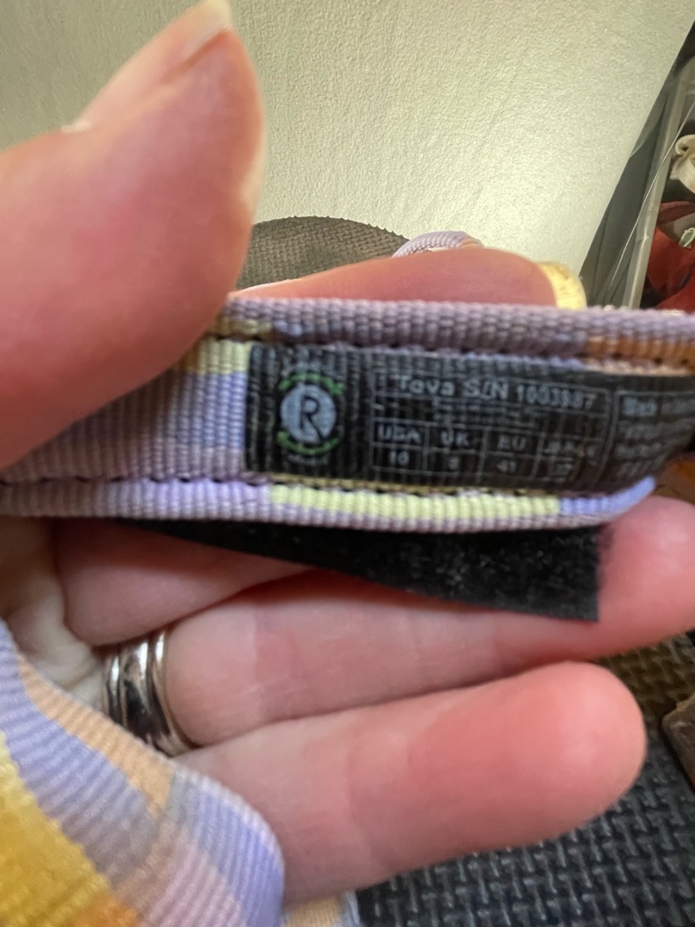 Teva Pastel Striped Strap Sandal in Lavender, Yellow and Black - Picture 6 of 6